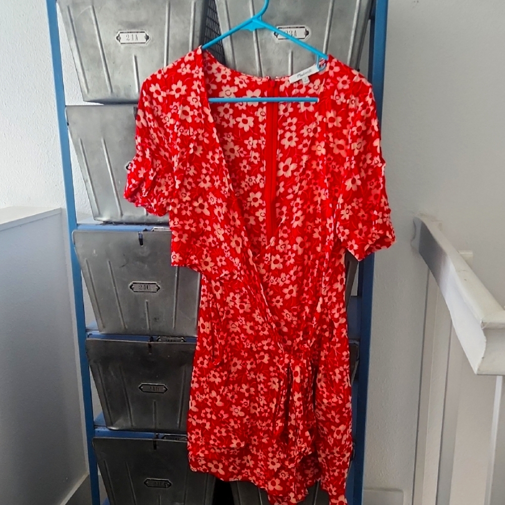 Madewell Floral Red Romper
